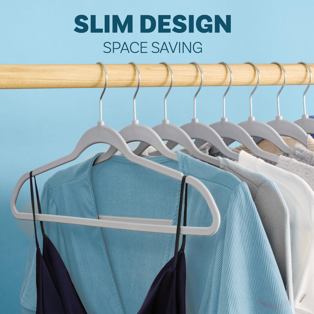 DEILSY 50-pack hangers offer great value for whole-closet organization.