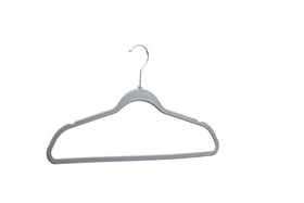 DEILSY Gray Hangers demonstrate compact storage in a dorm closet.