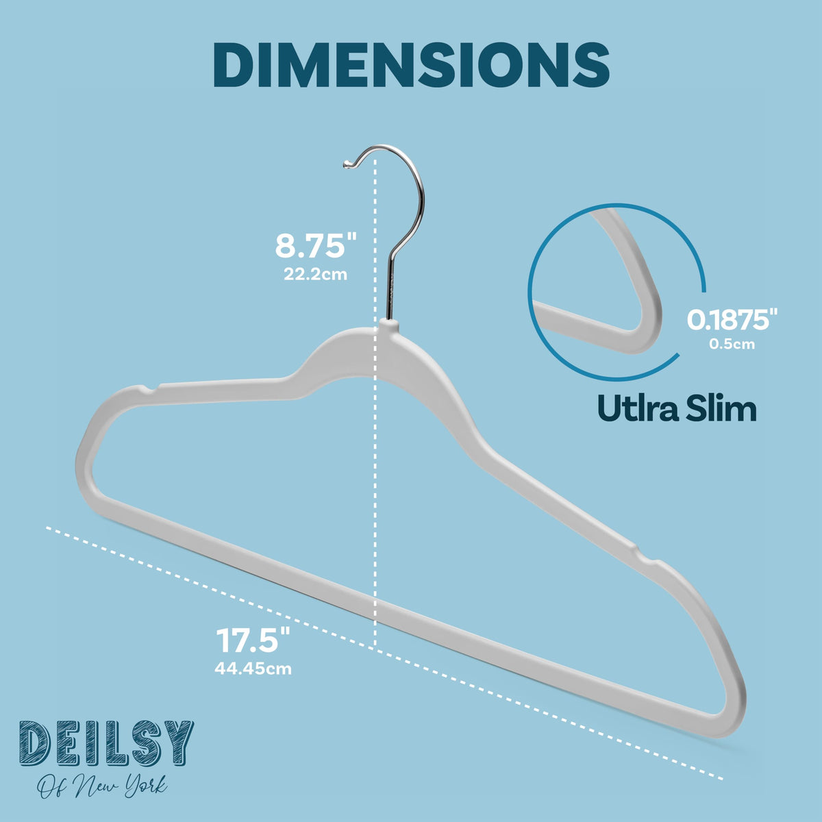 DEILSY Pants organized without bulk using slim hangers.