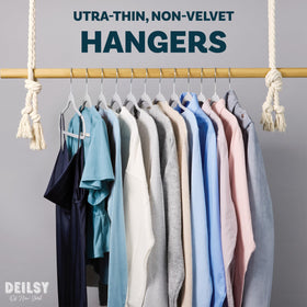 DEILSY Non-slip design keeps garments secure while sliding smoothly on the slim hangers.