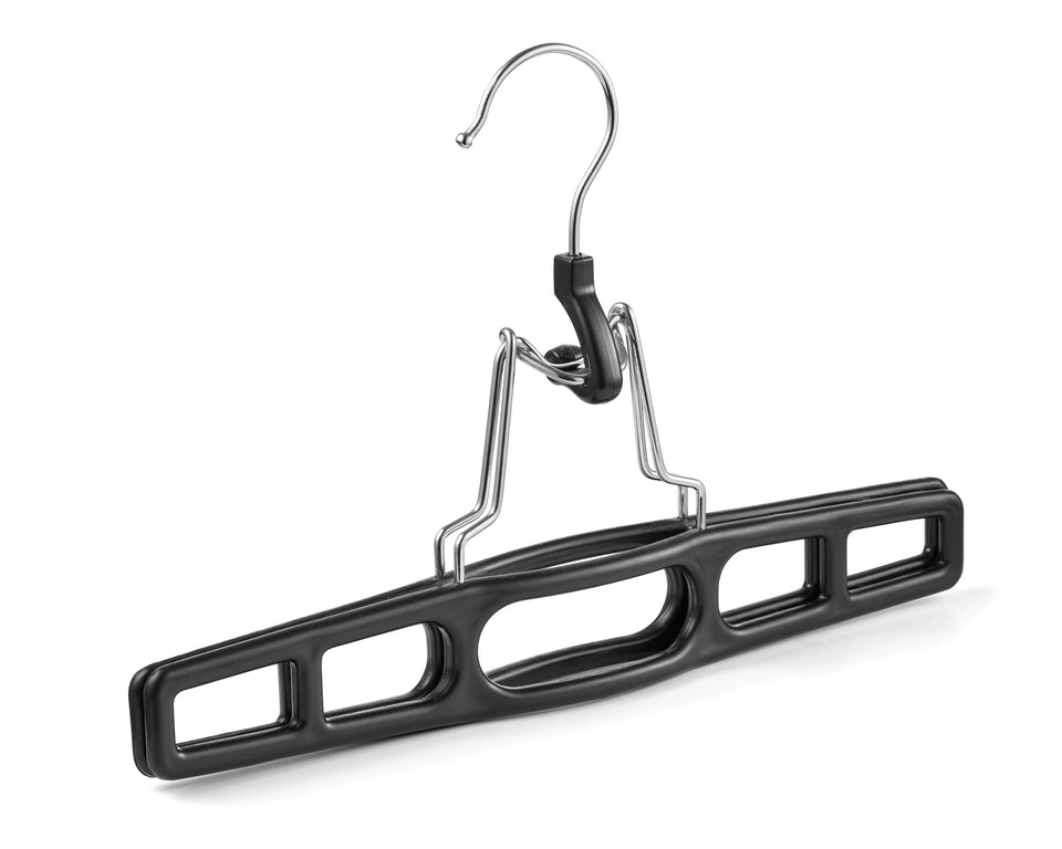 DEILSY pants hangers with locking hooks secure outfits in the closet.