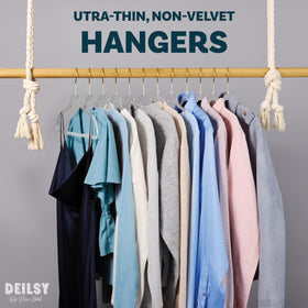 DEILSY slim non-velvet hangers ideal for space-saving closet use.