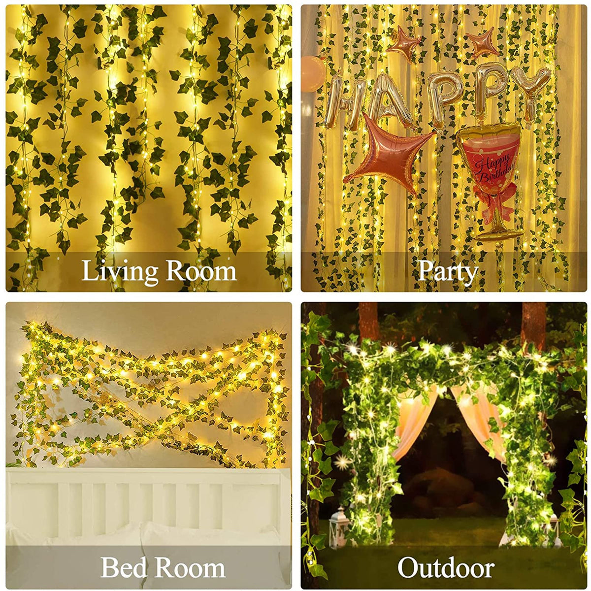 DEKEones silk leaves artificial ivy provides year-round green accents.