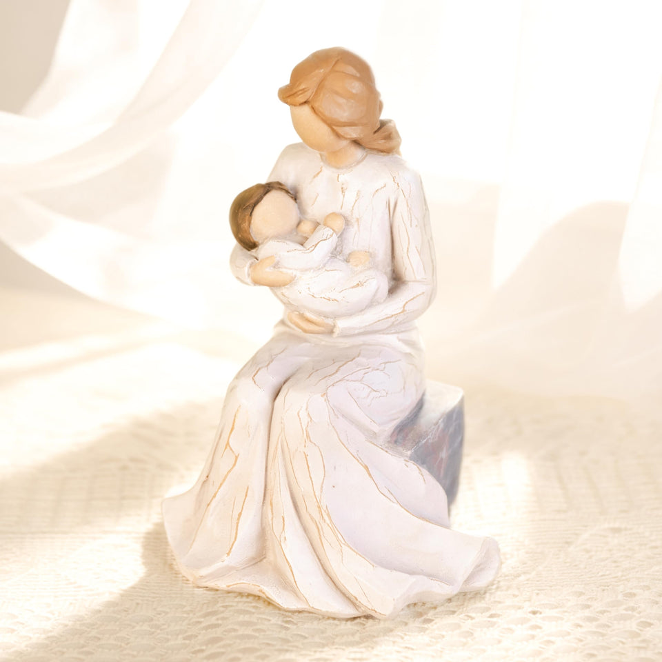 Dekismeos new mom figurine, heartfelt gift for shelf display.
