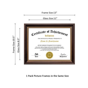 DEKWINN certificate frame with real glass protects documents and photos.