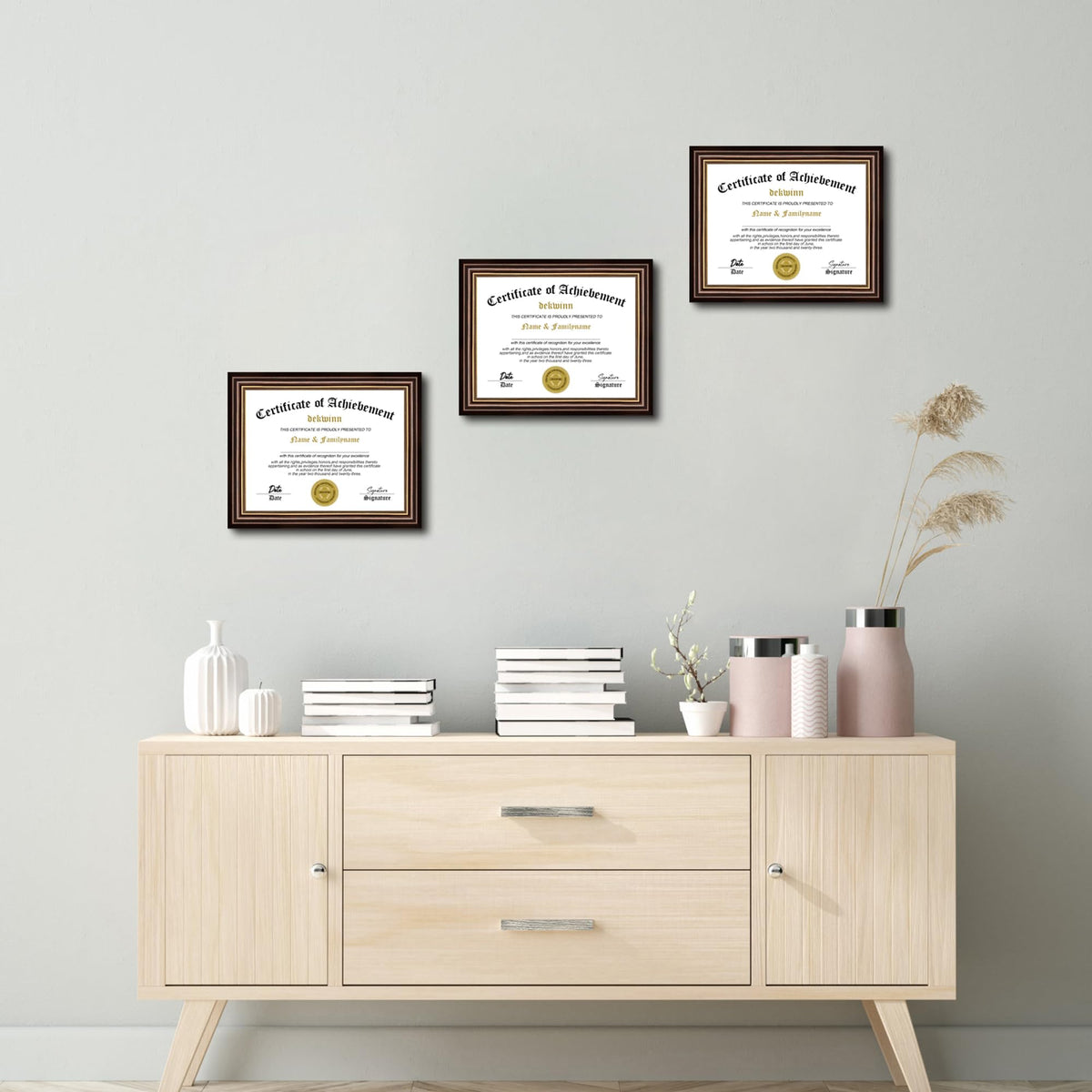 DEKWINN three-frame setup creates cohesive display for certificates