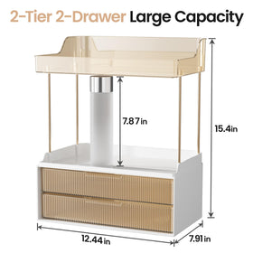 Delamu vanity storage on countertop ideal for daily makeup routine.