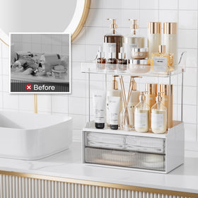 Delamu vanity countertop storage adds elegance and practicality to your space.