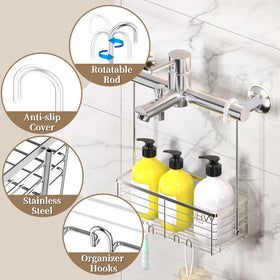 DELLAN rotatable shower caddy design maximizes space and accessibility