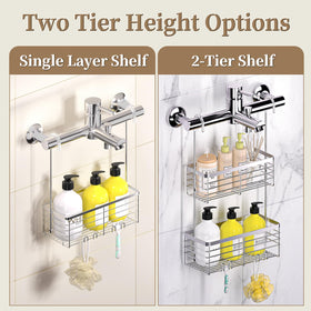 DELLAN shower caddy fits doors up to 1.4 inches thick for flexible mounting