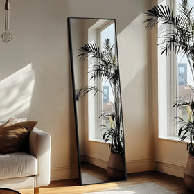 Delma aluminium frame standing mirror showing durable finish in humid spaces