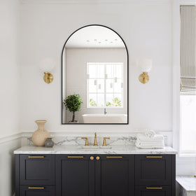 Delma arched mirror black frame close-up highlighting design
