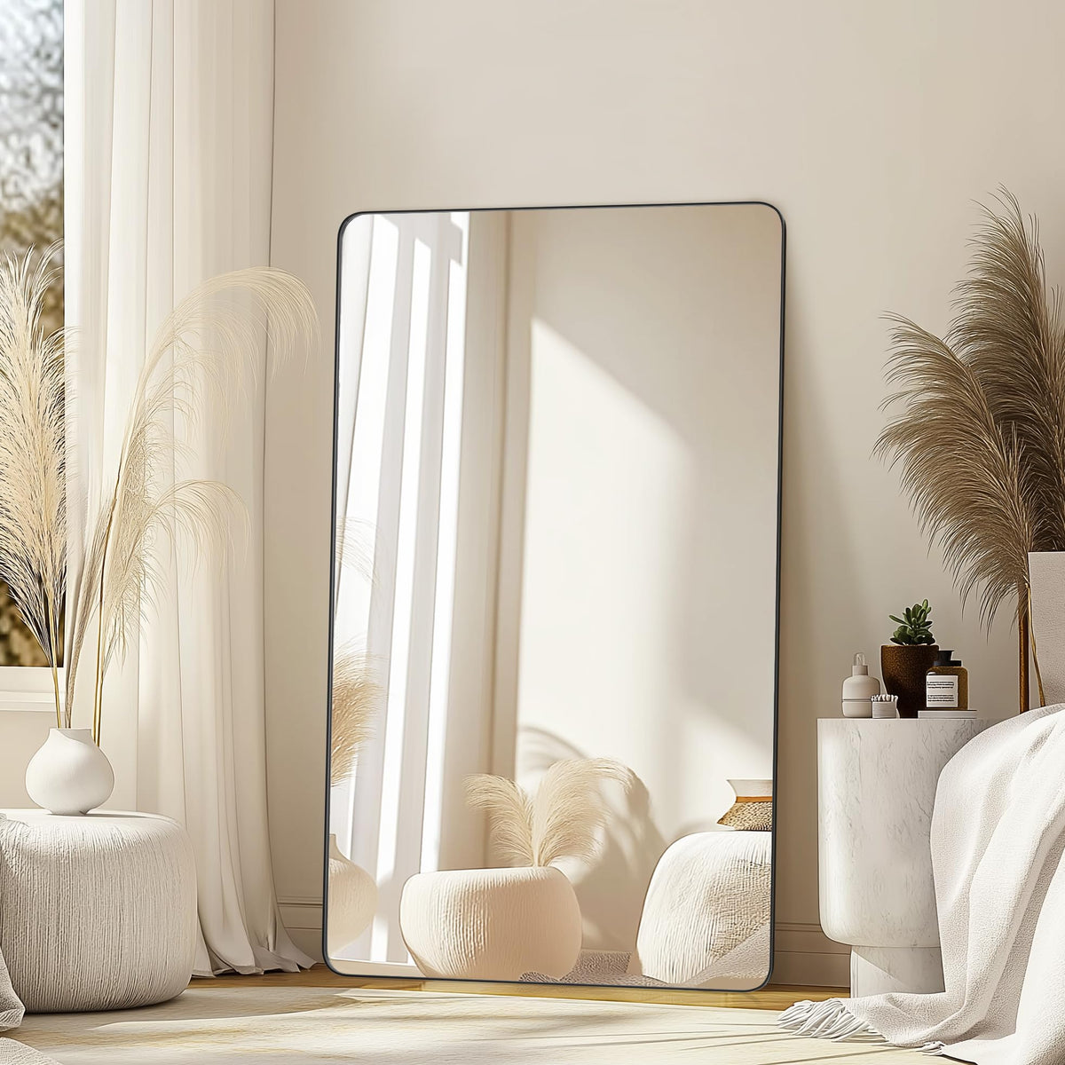 Delma mirror with vertical mount fits slim wall spaces for stylish, space-saving setups.