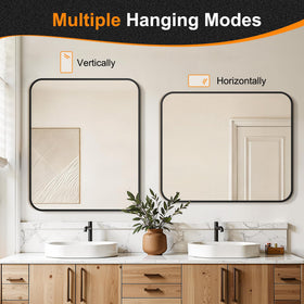 Delma dressing-area mirror in black frame for precise daily routines