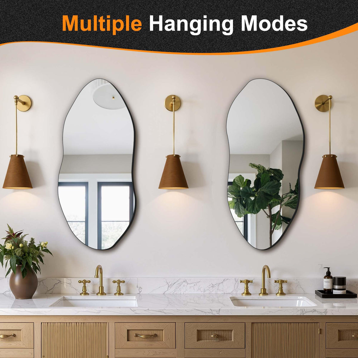 Delma wall mirror with floating glass delivers crisp reflections in any room.