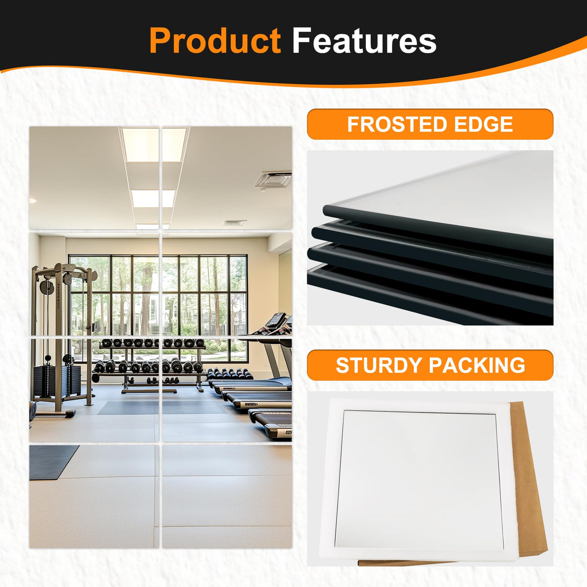 Delma crystal-clear reflections suited for home gym setup and space planning.