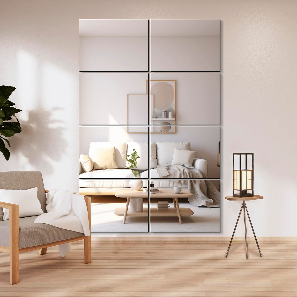 Delma frameless mirror tiles quick-clean guidance for maintenance.