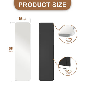 Delma full-length mirror 56x15 side angle shows slim profile and space efficiency.