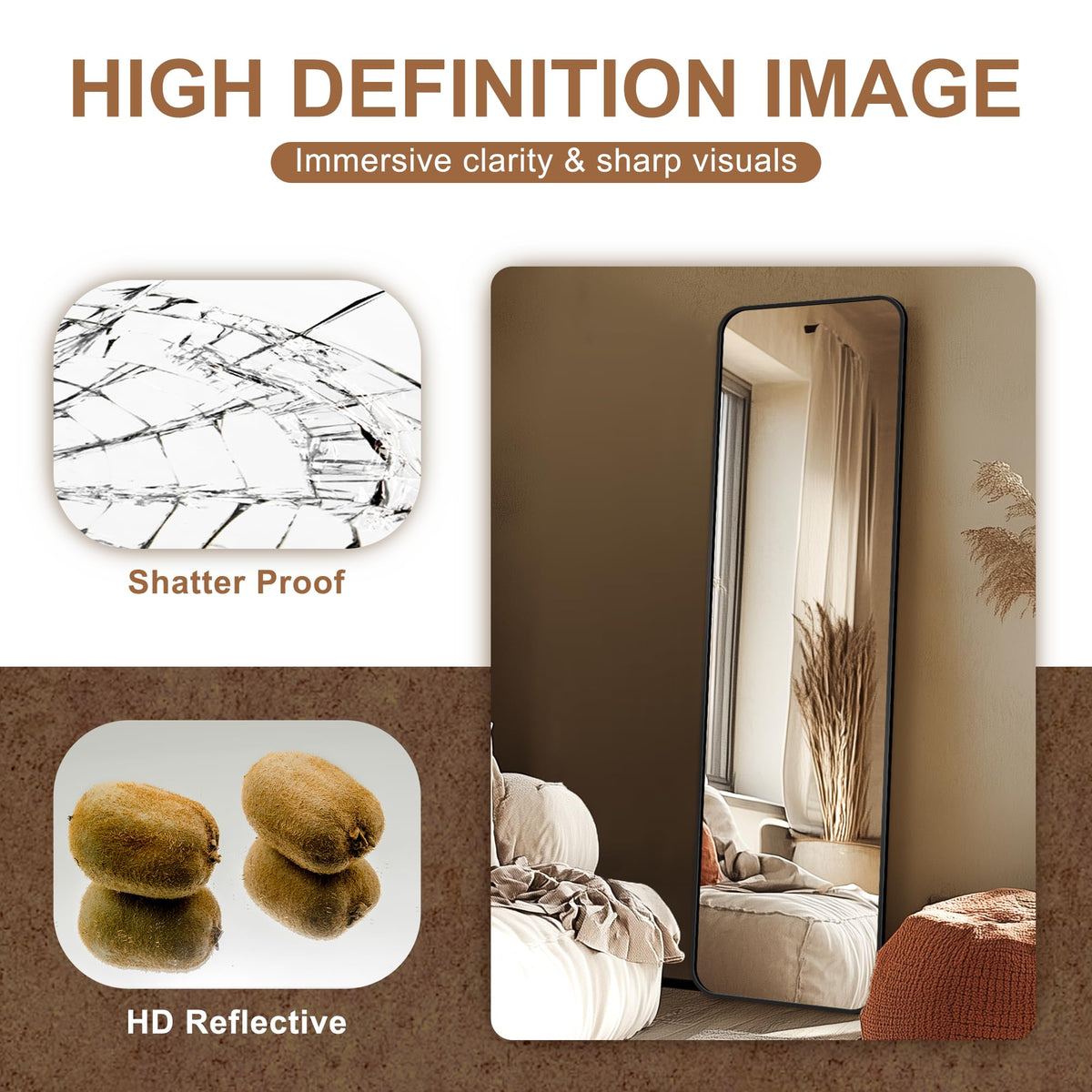 Delma tempered-glass high-definition reflection offers true-to-life detail.