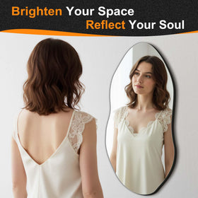 Delma frameless wall mirror 32x14 in hallway creates a stylish focal point.