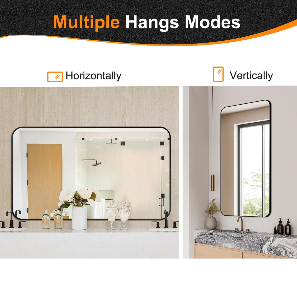 Delma mirror complements modern decor while enhancing room brightness and perceived space.