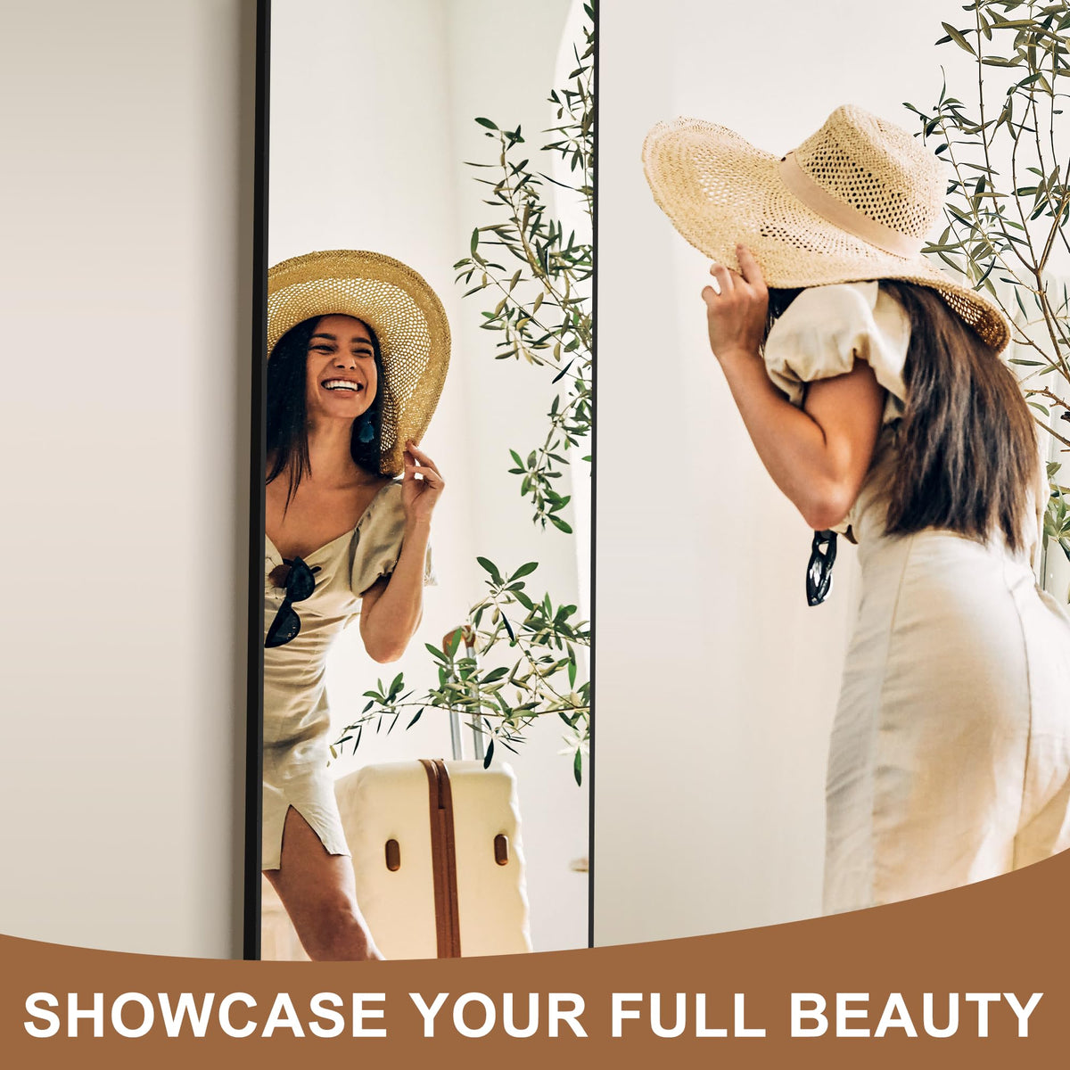 Delma full-length mirror, side view showing 56x15 inch size