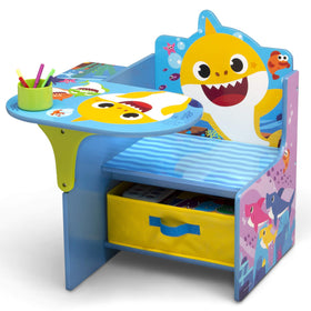 Delta Children built-in cup holder keeps markers within reach during learning.