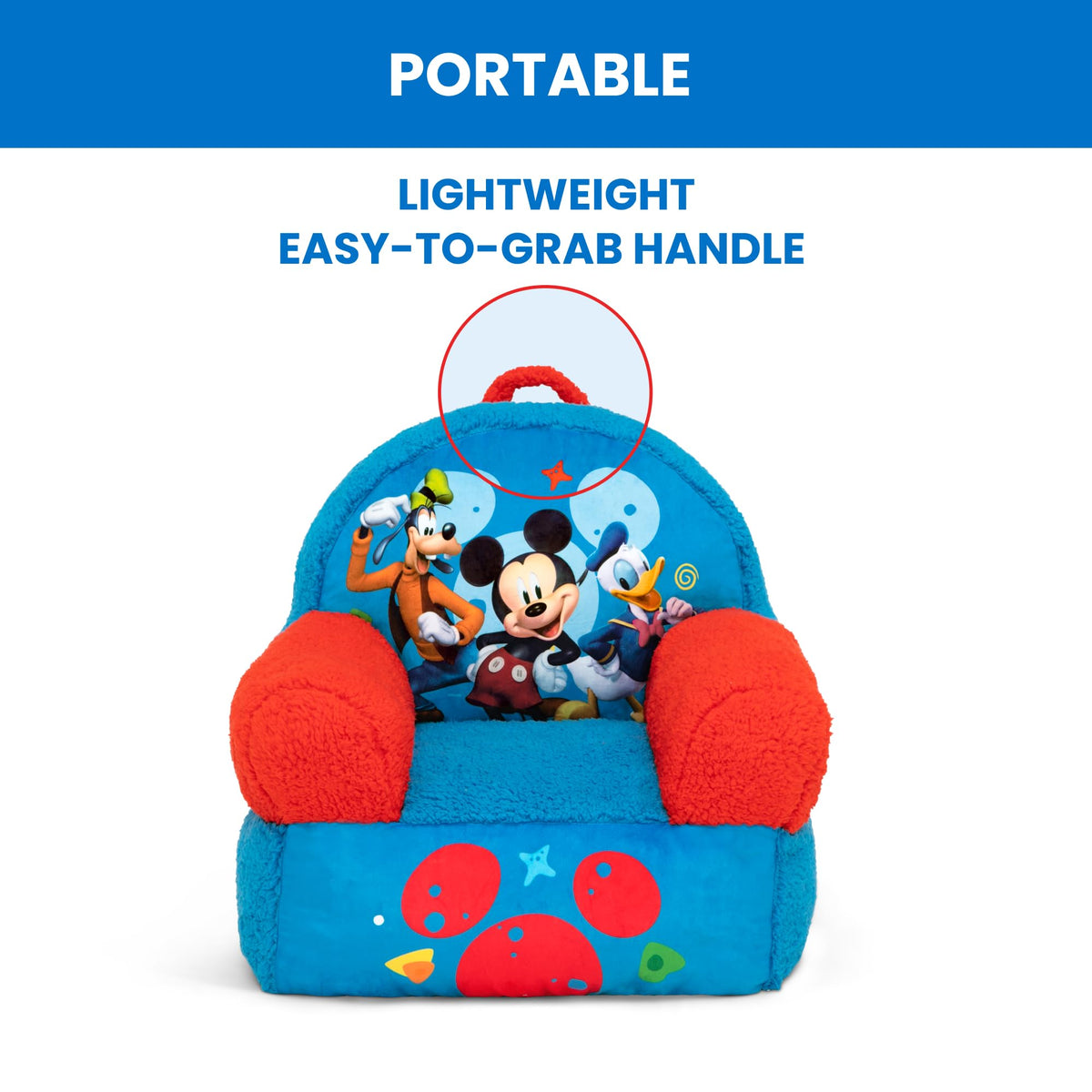 Delta Children Cozee Buddy Chair ideal for reading time with Mickey.