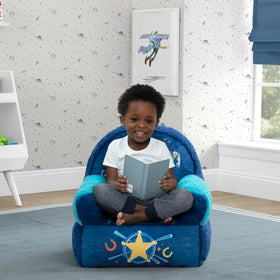 Delta Children Cozee Buddy Chair Toy Story Buzz Lightyear graphic for imaginative play.