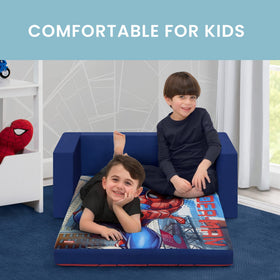Delta Children Spider-Man Flip-Out Sofa in lounger mode for relaxed playtime