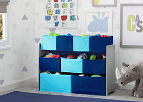 Delta Children Deluxe Multi-Bin Toy Organizer close-up of bins highlighting easy sorting
