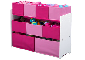 Delta Children deluxe multi-bin toy organizer storage demonstrates durable, safe organization