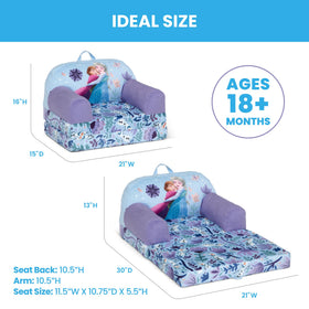 Delta Children Disney Frozen Cozee Buddy flip-out chair purple seat detail highlighting foam comfort