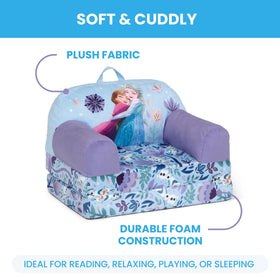 Delta Children Disney Frozen Cozee Buddy flip-out chair purple size specs and toddler fit