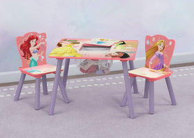 Delta Children table features a center storage compartment for art supplies.