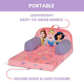 Delta Children Disney Princess Cozee Buddy chair pink unfolded as a lounger
