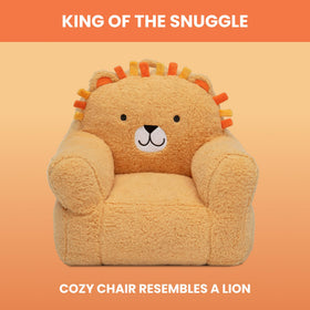 Delta Children Lion Cozee Buddy Chair orange lion fabric detail for playtime