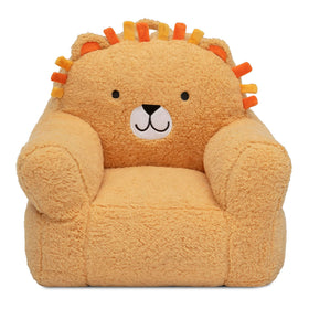 Delta Children Lion Cozee Buddy Chair orange front view, cozy storytime