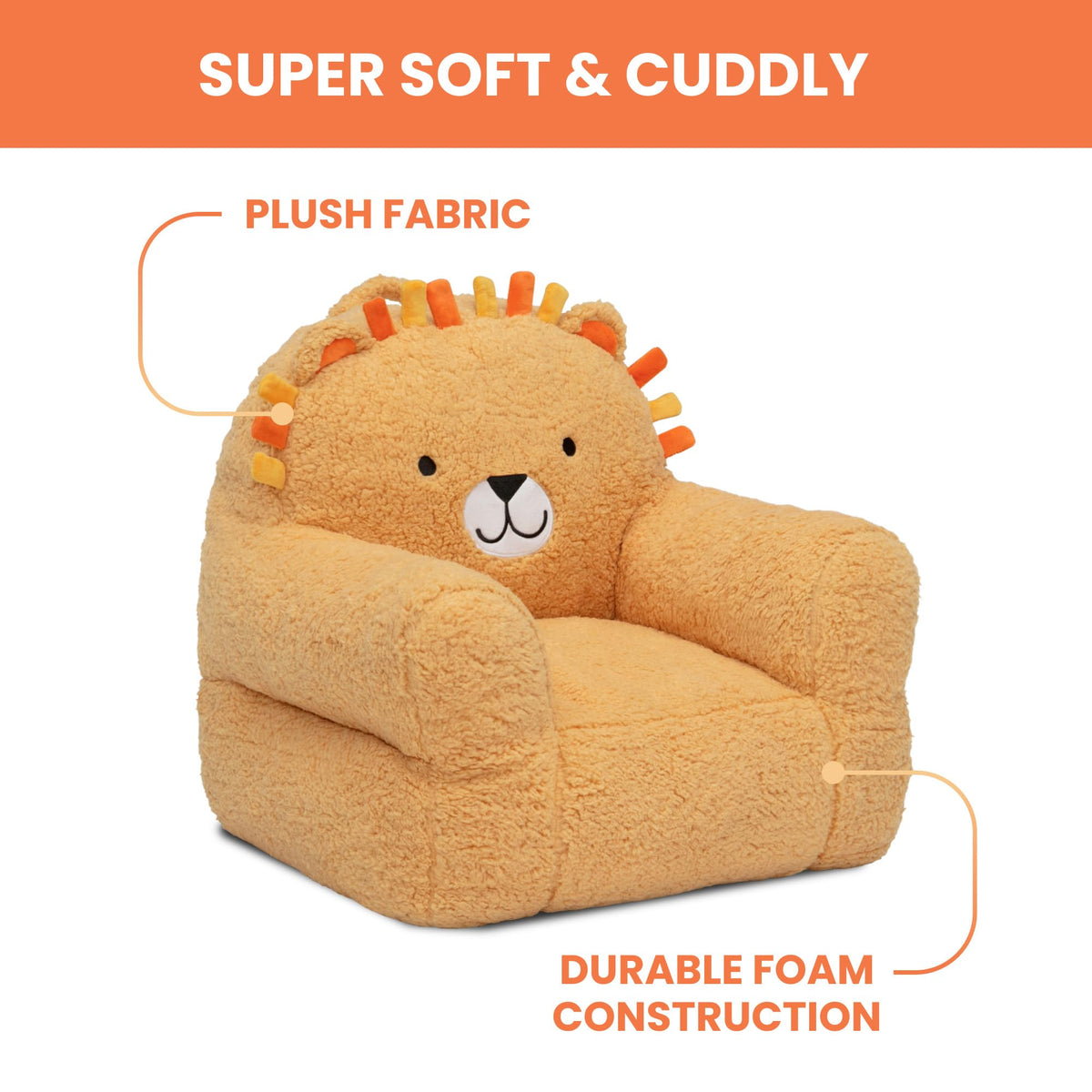 Delta Children Lion Cozee Buddy Chair orange handle for easy movement
