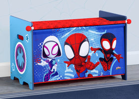 Delta Children Marvel Spidey toy box with Spider-Man graphics keeps play areas organized