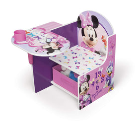 Delta Children Minnie Mouse chair desk back view; sturdy construction and cheerful visuals.