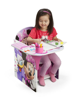 Delta Children Minnie Mouse chair desk engineered wood and fabric finish; durable and easy to wipe.