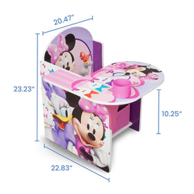 Delta Children Minnie Mouse chair desk low-profile design; safe, accessible for toddlers.