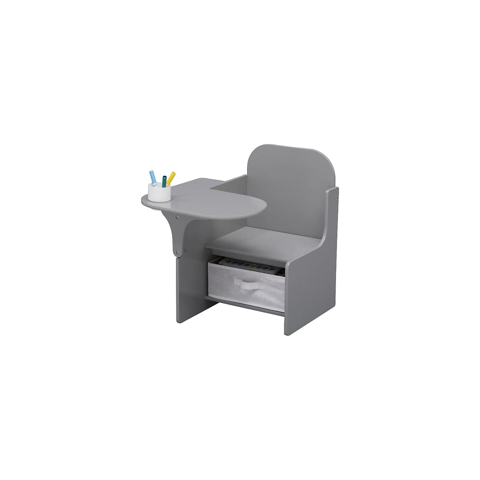Delta Children MySize chair desk grey, front view, kid-friendly height for easy reach.