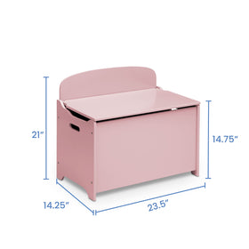 Delta Children MySize Deluxe Toy Box Dusty Rose in a child-friendly room setup