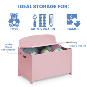 Delta Children MySize Deluxe Toy Box Dusty Rose side handles for easy transport
