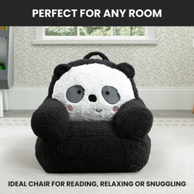 Delta Children Panda Cozee Buddy Chair placed in a bedroom setup