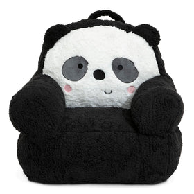 Delta Children Panda Cozee Buddy Chair black and white front view, cozy seating