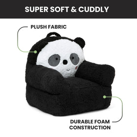 Delta Children Panda Cozee Buddy Chair plush fabric closeup, soft texture