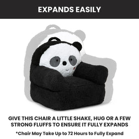Delta Children Panda Cozee Buddy Chair seat area showing toddler-sized dimensions